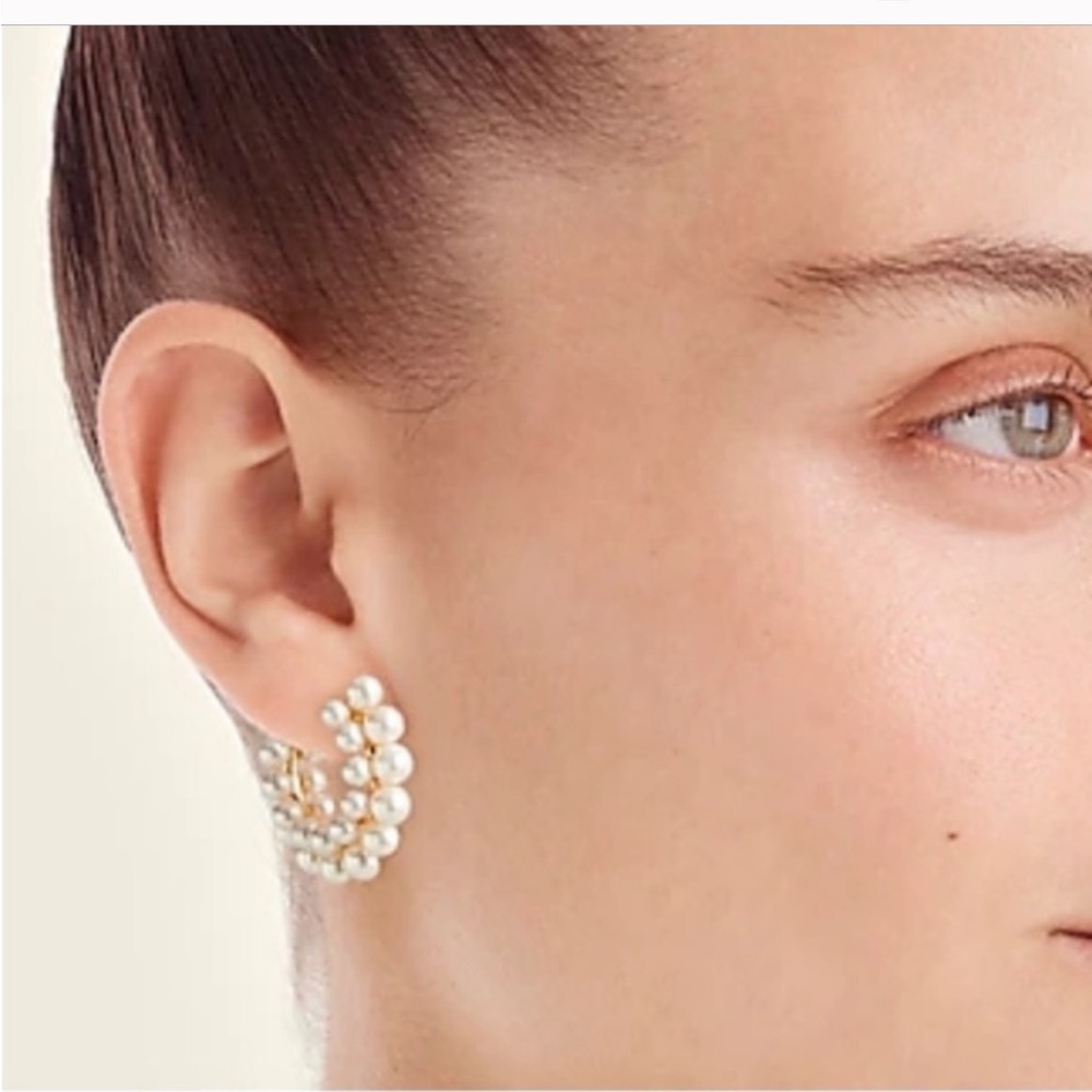 J Crew pearl hoops